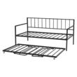Pat de zi dublu, Rabatabil, Cadru metalic, Priza USB, 196 x 98 x 96.5 cm, Capacitate 180 kg, Otel, Iluminare led