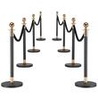Set 8 stalpi delimitare, 4 x Franghie neagra 1.5 m, Inox, Auriu/Negru, Inaltime 94.5 cm