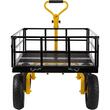 Carucior multifunctional pentru gradina, 112 x 75 x 27,8 cm, Capacitate 544 kg, Otel, Roti gonflabile, atasabil ca remorca