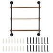 Raft metalic cu 3 x polite incluse din lemn, Vivatechnix Industrial, 830 x 205 x 960 mm