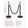 Set 8 stalpi delimitare, 4 x Franghie neagra 1.5 m, Inox, Auriu/Negru, Inaltime 94.5 cm
