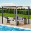 Pavilion cu acoperis retractabil, 3 x 3 x 2.3 m, impermeabilizare superioara si protectie solara UV50+, Aluminiu/Poliester, Bej