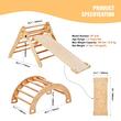 Spatiu de joaca Montessori 5in1 pentru copii, Lemn, Triunghi, Arc și Rampa, max 68 kg, Anti-rasturnare, Maro