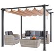 Pavilion cu acoperis retractabil, 3 x 3 x 2.3 m, impermeabilizare superioara si protectie solara UV50+, Aluminiu/Poliester, Bej