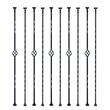 Set 10 stalpi balustrade cu cos si spiralate, 13 x 13 x 1122mm, Negru mat, accesorii prindere