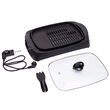 Gratar electric cu capac de sticla, 3000 W, dimensiune placa de gatit 380 x 224 mm, suprafata striata / neteda