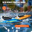 Set 2 barci cu motor si telecomanda, 12 km/h, USB, 1.2 Ah, dimensiune 250 x 80 x 70 mm, Portocaliu/Albastru