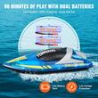 Barca cu motor si telecomanda, 12 km/h, USB, 1.2 Ah, dimensiune 250 x 80 x 70 mm, Albastru