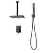 Set de dus, Montaj incastrat, Inox, Negru mat, Cap dus patrat cu efect ploaie 250 mm, Dimensiune 247 x 247 x 270 mm
