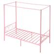 Pat cu baldachin twin, pentru copii, fara saltea, 1985 x 1008 x 1965 mm, Capacitate max 136 kg, Otel, Roz