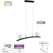 Lustra led 28 W, 2 x globuri, 2160 lm, Negru, Lumina neutra 4000K, 175-265 V, dimensiune 87x120 cm