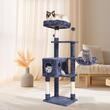 Ansamblu de joaca pentru pisici, 5 etaje, 40x32x115 cm, Plus, Gri, Compartimente Relaxare