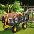 Carucior multifunctional pentru gradina, 86 x 46 x 20 cm, Capacitate 227 kg, Otel, Roti gonflabile, Laterale detasabile