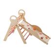Spatiu de joaca Montessori 9in1 pentru copii, Lemn, Perna, Triunghi, Arc și Rampa, 2 x Masinute, max 68 kg, Anti-rasturnare, Portocaliu/Maro