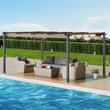 Pavilion cu acoperis retractabil, 3.6 x 4.86 x 2.3 m, impermeabilizare superioara si protectie solara UV50+, Aluminiu/Poliester, Bej
