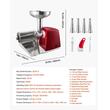 Masina electrica de stors rosii cu 4 x site  de 1 mm, 1.5 mm, 3 mm si 6 mm, capacitate 40kg/h, motor cu inductie 370 W, Rosu