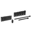 Trusa 18 chei tubulare adanci de impact, Hexagonale, prindere 3/8, Cr-Mo, Prelungitoare, 8-22 mm