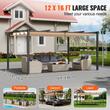 Pavilion cu acoperis retractabil, 3.6 x 4.86 x 2.3 m, impermeabilizare superioara si protectie solara UV50+, Aluminiu/Poliester, Bej
