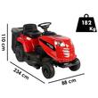 Tractoras pentru gazon, GeoTech, Putere nominala 11.5 CP, Benzina, Diametru taiere cu 2 lame 84 cm, Inaltime taiere 25-80 mm, 6 viteze, volum cos 200 l, faruri led