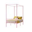 Pat cu baldachin twin, pentru copii, fara saltea, 1985 x 1008 x 1965 mm, Capacitate max 136 kg, Otel, Roz