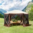 Pavilion de gradina cu 6 pereti laterali, Pliabil, 3.51 x 3.51 x 2.28 m, Maro, Geanta transport, UV