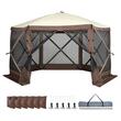 Pavilion de gradina cu 6 pereti laterali, Pliabil, 3.51 x 3.51 x 2.28 m, Maro, Geanta transport, UV