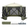 Pavilion de gradina cu 6 pereti laterali, Pliabil, 3.66 x 3.66 x 2.4, Verde, Geanta transport, UV