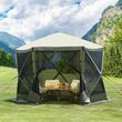 Pavilion de gradina cu 6 pereti laterali, Pliabil, 3.05 x 3.05 x 2.29 m, Verde, Geanta transport, UV