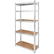 Raft metalic galvanizat, Modular, 5 polite MDF, 150 kg/polita, 180 x 90 x 40 cm, Argintiu