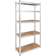 Raft metalic galvanizat, Modular, 5 polite MDF, 150 kg/polita, 180 x 90 x 40 cm, Argintiu