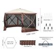 Pavilion de gradina cu 6 pereti laterali, Pliabil, 3.81 x 3.81 x 2.28 m, Maro, Geanta transport, UV