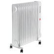 Calorifer electric cu ulei, 13 elementi, 4 x roti, 3 trepte de putere 1000W/1500W/2500W, Afisaj led, Alb, Telecomanda