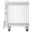 Calorifer electric cu ulei, 13 elementi, 4 x roti, 3 trepte de putere 1000W/1500W/2500W, Afisaj led, Alb, Telecomanda