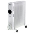 Calorifer electric cu ulei, 13 elementi, 4 x roti, 3 trepte de putere 1000W/1500W/2500W, Afisaj led, Alb, Telecomanda