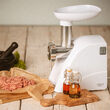 Masina de tocat carne cu accesorii carnati 800 W, Alb, 3 site