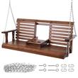 Leagan din lemn de cedru, 3 persoane, Suport sticle rabatabil, Maro, Lanturi si accesorii prindere, 1523x710x600 mm, max 362 kg