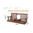 Leagan din lemn de cedru, 3 persoane, Suport sticle rabatabil, Maro, Lanturi si accesorii prindere, 1523x710x600 mm, max 362 kg