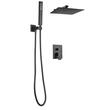 Set de dus, Montaj incastrat, Inox, Negru mat, Cap dus patrat cu efect ploaie 300 mm, Dimensiune 555 x 300 x 70 mm