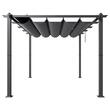 Pavilion cu acoperis retractabil, 2.96 x 3.95 x 2.3 m, impermeabilizare superioara si protectie solara UV50+, Aluminiu/Poliester, Gri