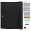 Cutie pentru 100 chei, Otel, dimensiune 450 x 380 x 84 mm, Incuietoare, negru, 100 etichete colorate