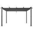 Pavilion cu acoperis retractabil, 2.96 x 3.95 x 2.3 m, impermeabilizare superioara si protectie solara UV50+, Aluminiu/Poliester, Gri