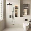 Set de dus, Montaj incastrat, Inox, Negru mat, Cap dus patrat cu efect ploaie 300 mm, Dimensiune 555 x 300 x 70 mm