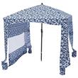 Pavilion gradina/plaja, Portabil 183x183 cm, 1 x perete lateral, Alb/Albastru, Protecție solara UPF 50+, Geanta, Cadru fibra de sticla