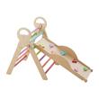 Spatiu de joaca Montessori 9in1 pentru copii, Lemn, Perna, Triunghi, Arc și Rampa, 2 x Masinute, max 68 kg, Anti-rasturnare, Curcubeu