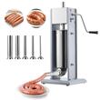 Masina manuala de umplut carnati, Inox, Verticala, 5 l capacitate, 5 x tuburi, 2 x viteze rapid si lent