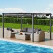 Pavilion cu acoperis retractabil, 2.96 x 3.95 x 2.3 m, impermeabilizare superioara si protectie solara UV50+, Aluminiu/Poliester, Gri