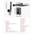 Set de dus, Montaj incastrat, Inox, Negru mat, Cap dus patrat cu efect ploaie 300 mm, Dimensiune 555 x 300 x 70 mm