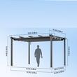 Pavilion cu acoperis retractabil, 2.96 x 3.95 x 2.3 m, impermeabilizare superioara si protectie solara UV50+, Aluminiu/Poliester, Gri
