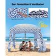 Pavilion gradina/plaja, Portabil 183x183 cm, 1 x perete lateral, Alb/Albastru, Protecție solara UPF 50+, Geanta, Cadru fibra de sticla