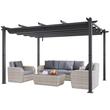 Pavilion cu acoperis retractabil, 2.96 x 3.95 x 2.3 m, impermeabilizare superioara si protectie solara UV50+, Aluminiu/Poliester, Gri